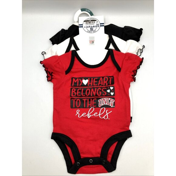 NCAA UNLV Rebels Infant Girls' 3pk Bodysuit Set, Size 0-3M - New - Picture 1 of 6